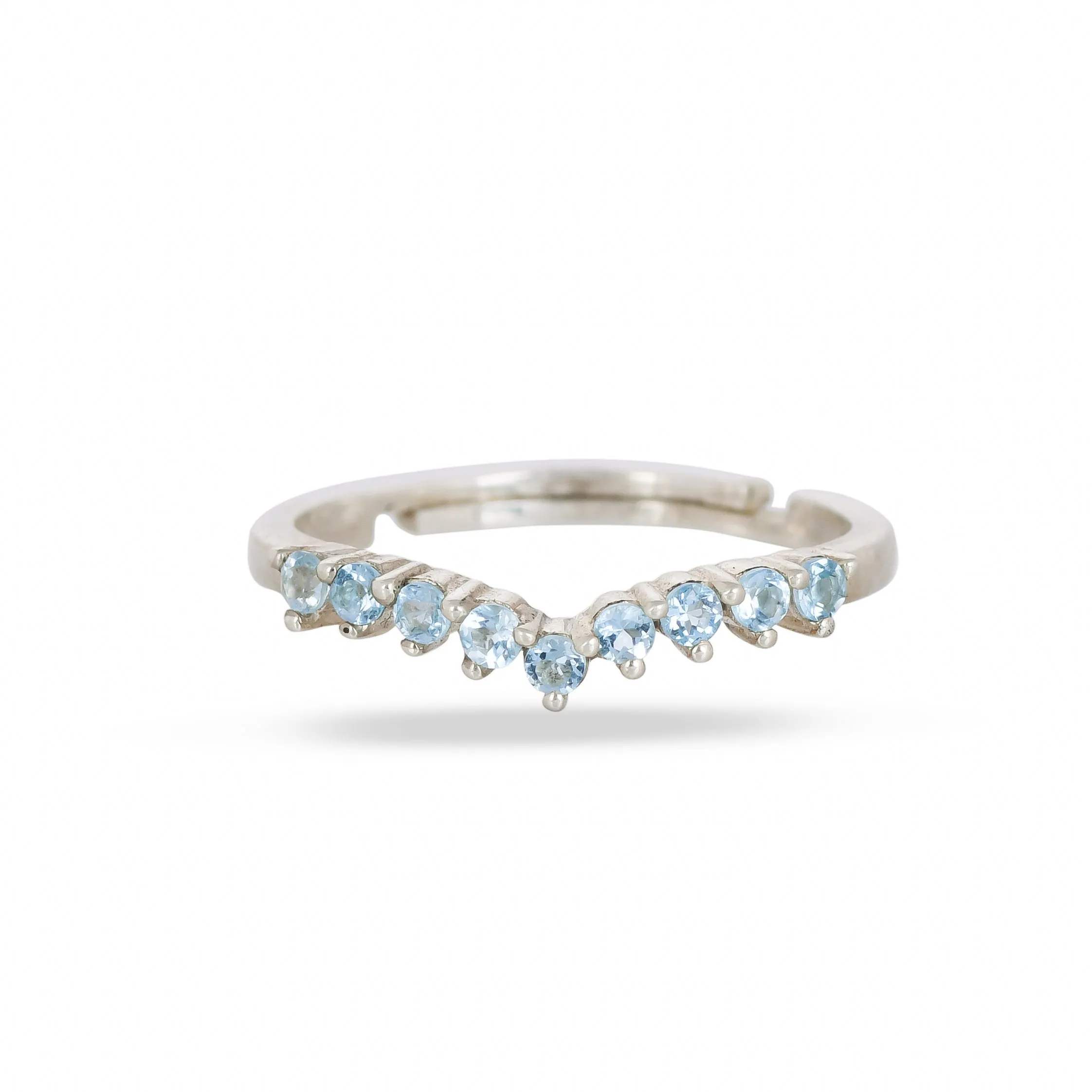 Natural Blue Topaz Chevron Silver Ring - From Purl