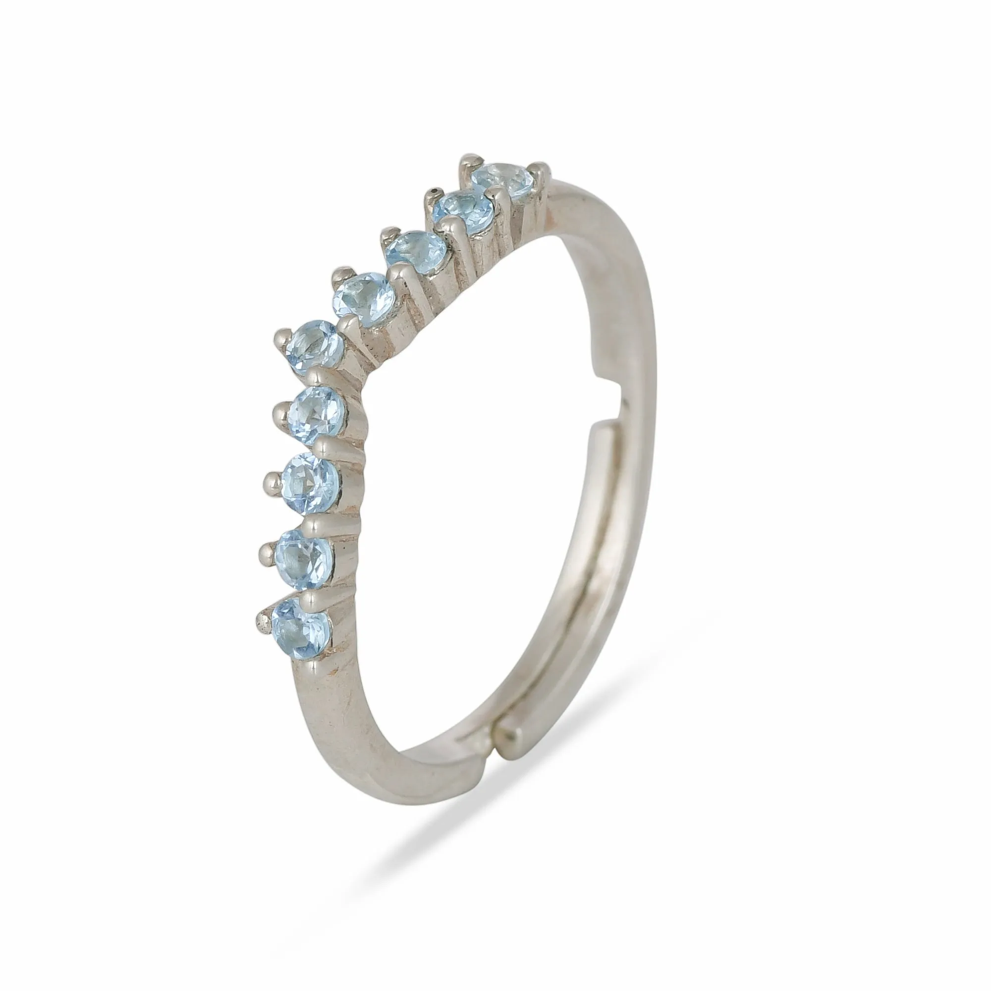 Natural Blue Topaz Chevron Silver Ring - From Purl