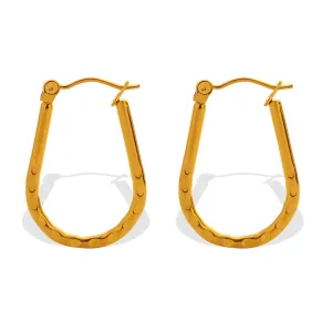 Niche Embossed U-Shaped Earrings - 18K Gold Plated Titanium Steel, Instagram Chic Women's Fashion Accessory