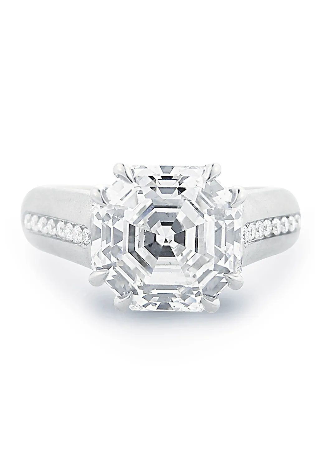 Oster Collection Platinum Diamond Inlay Asscher Cut Diamond Ring