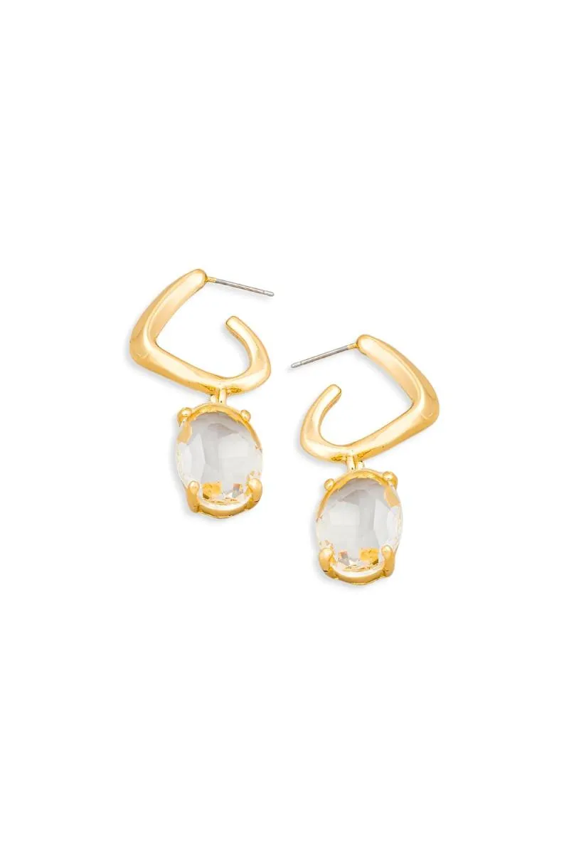 Oval Crystal Drop Hoop Earrings