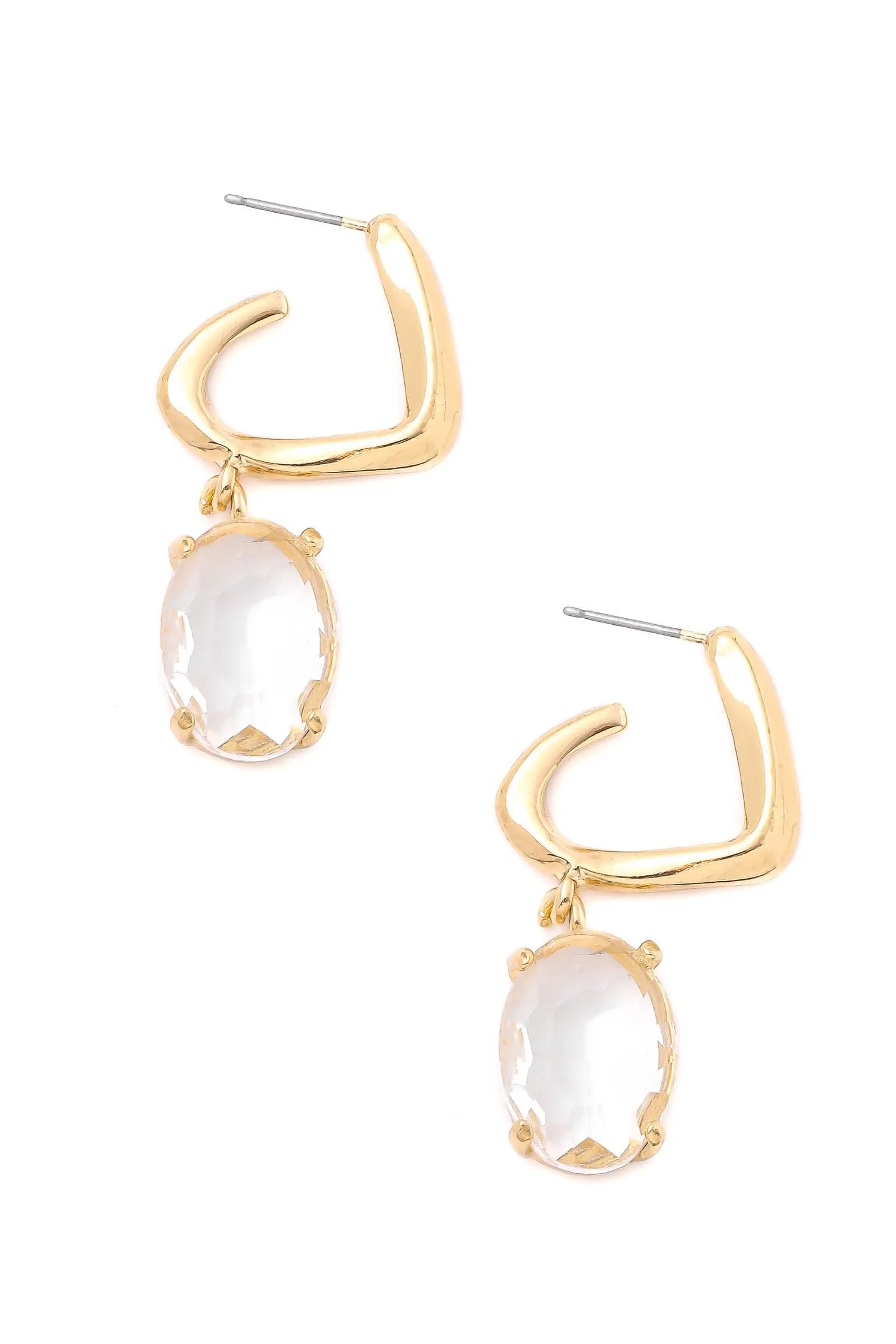 Oval Crystal Drop Hoop Earrings