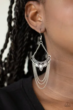 Paparazzi Earring ~ Burst Into TIERS - Silver