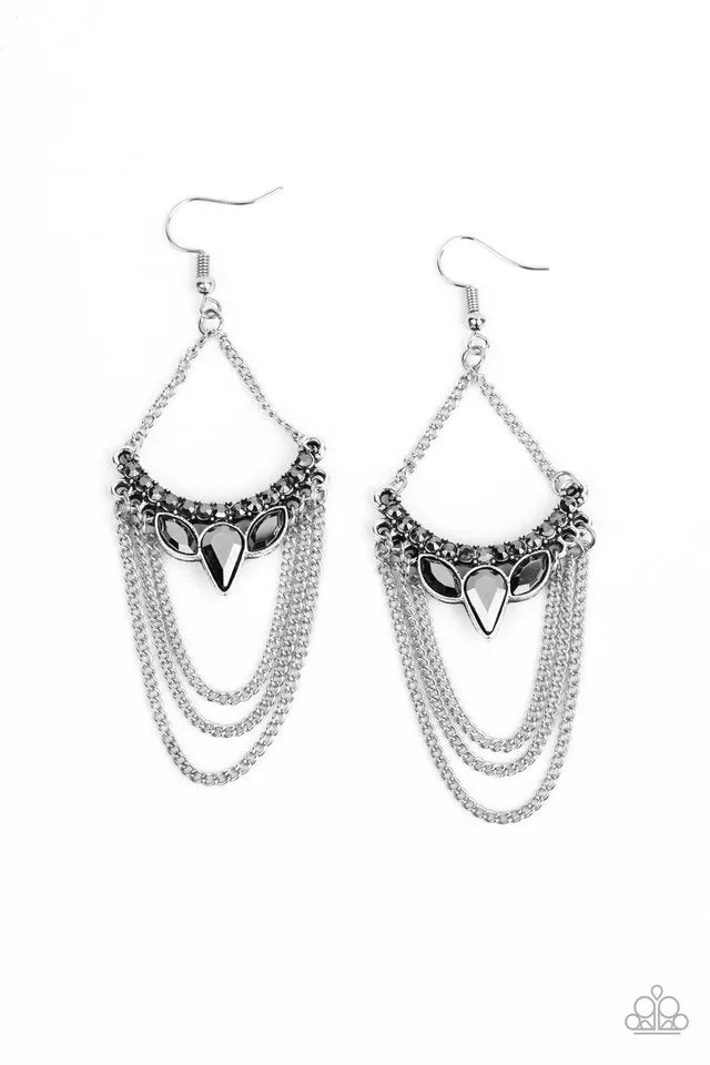 Paparazzi Earring ~ Burst Into TIERS - Silver