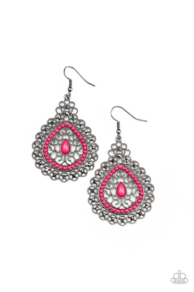 Paparazzi Earring ~ Carnival Courtesan - Pink