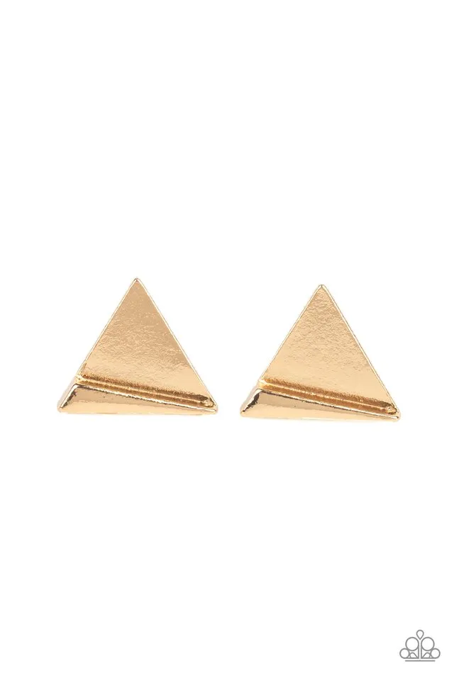 Paparazzi Earring ~ Die TRI-ing - Gold