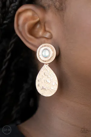 Paparazzi Earring ~ Emblazoned Edge - Rose Gold