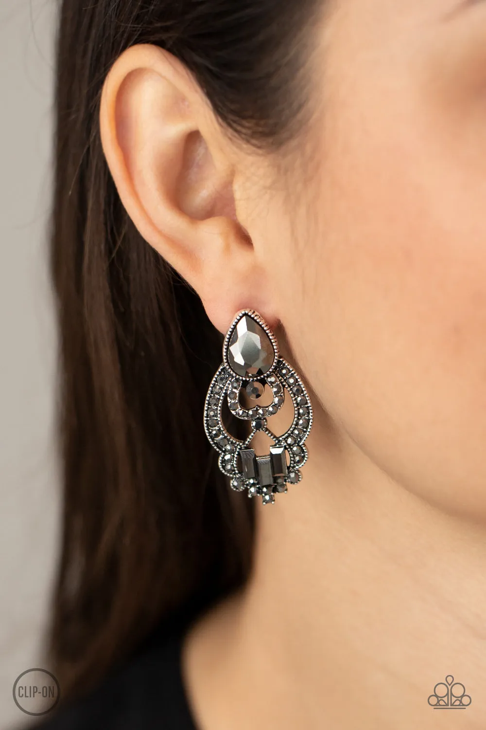 Paparazzi Glamour Gauntlet - Silver Clip-on Earrings