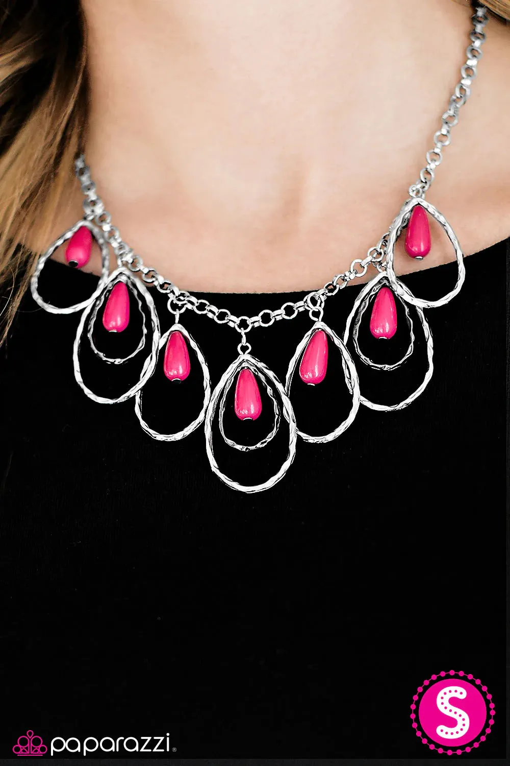 Paparazzi Necklace ~ TEAR-rifically Terrific - Pink