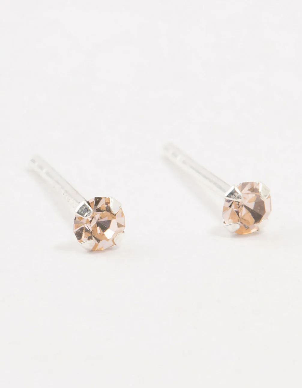 Peach Czech Bohemia Crystal Sterling Silver Stud Earrings