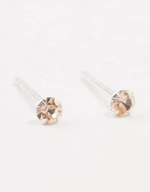 Peach Czech Bohemia Crystal Sterling Silver Stud Earrings