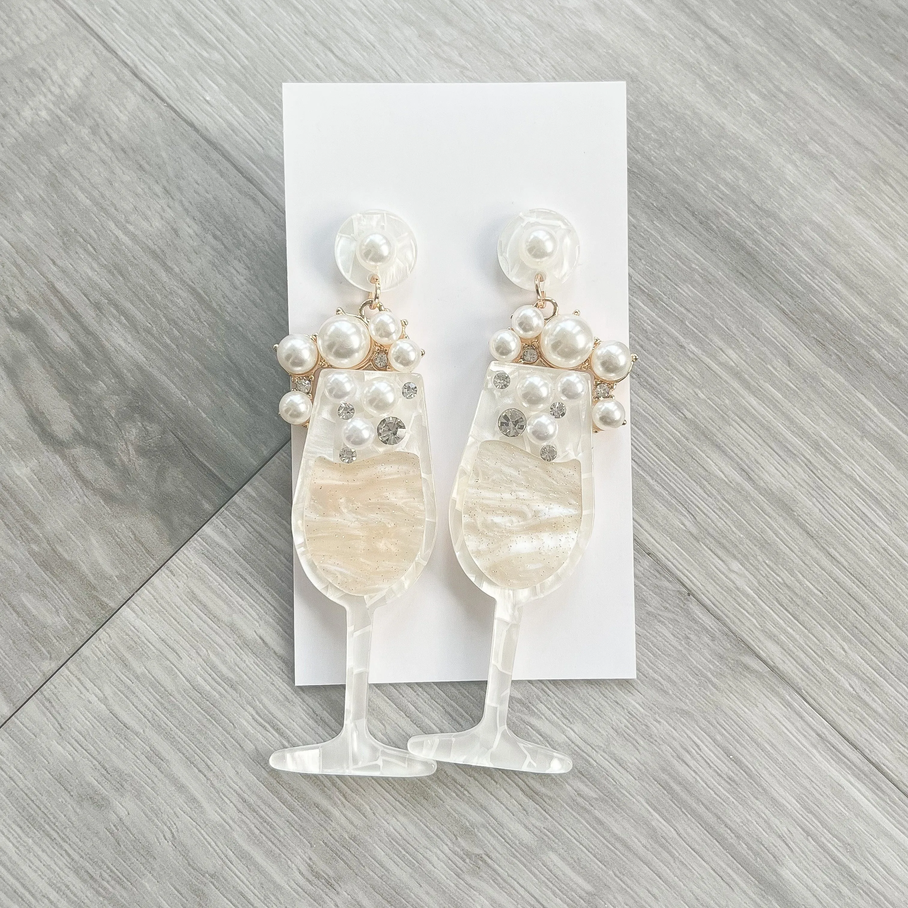 Pearl Champagne Statement Earrings