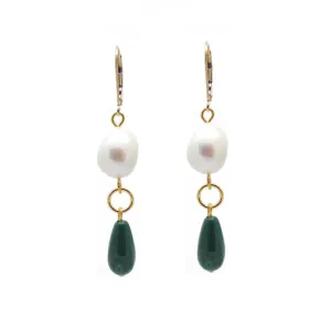 Penelope Malachite and Baroque Pearl Earrings