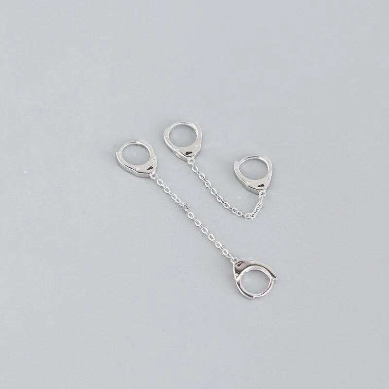 Punk Handcuffs Link Chain Hoop Earrings