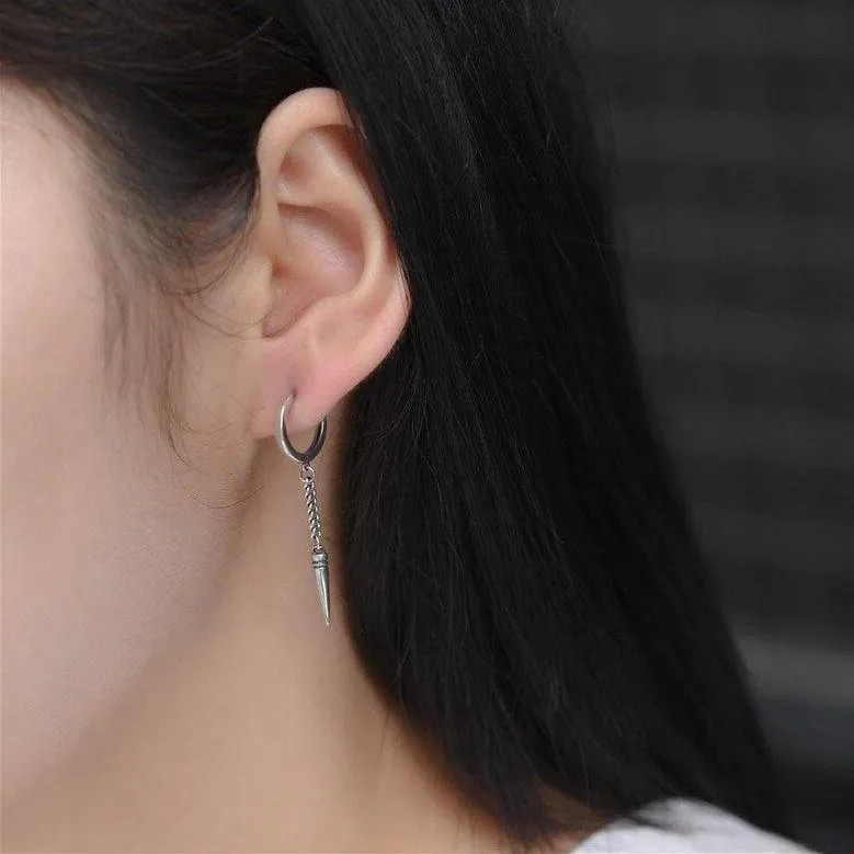 Punk Rivet Chain Hoop Earrings