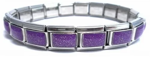 Purple Glitter 9mm Italian Charm Starter Bracelet