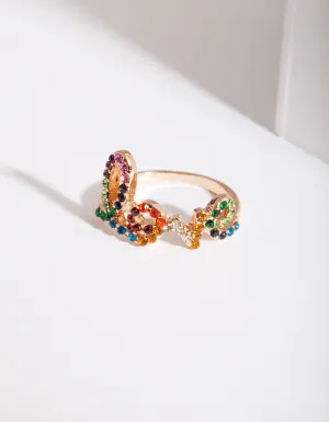 Rainbow Love Diamante Ring