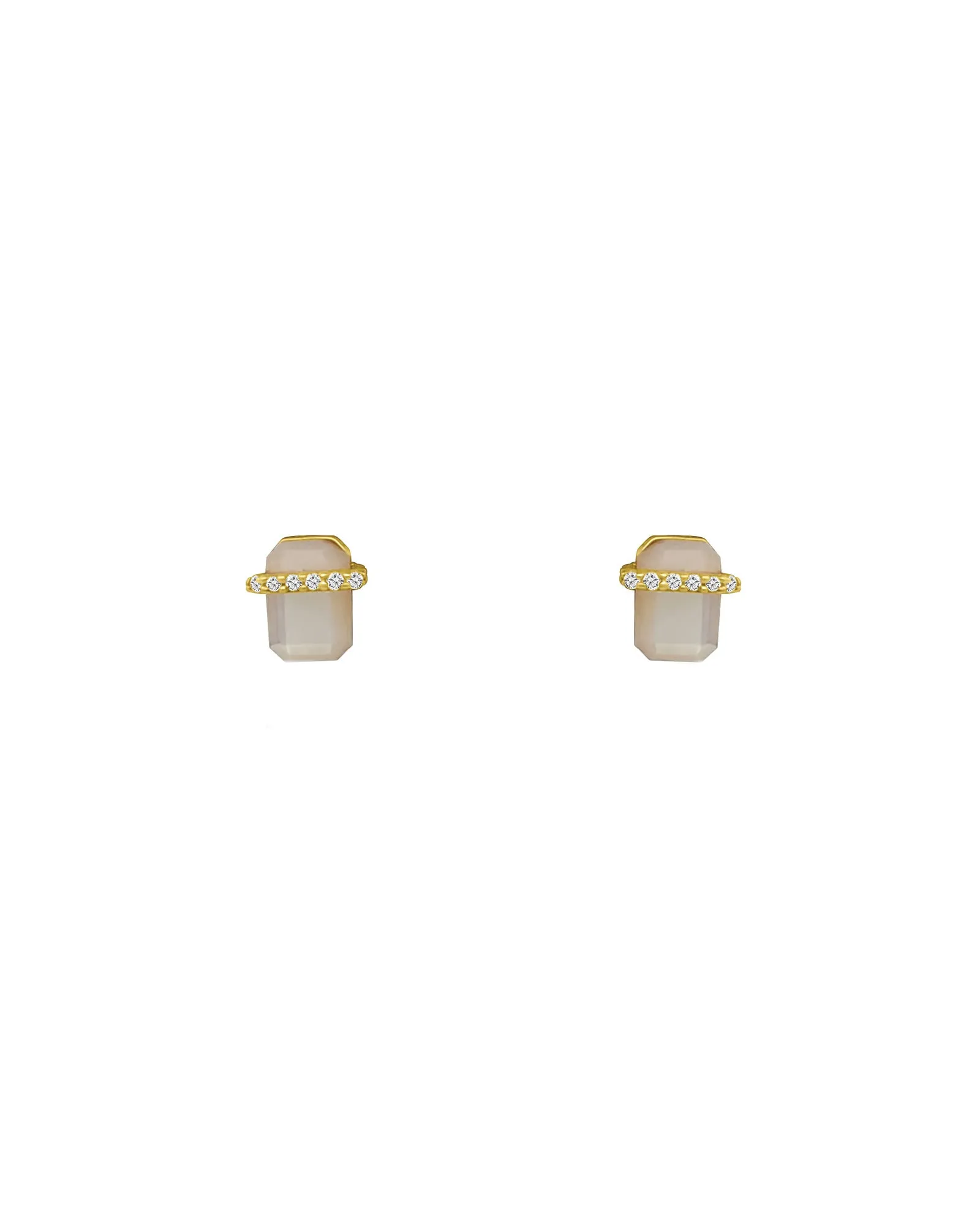 Rectangle Pearl Diamond Wrap Studs