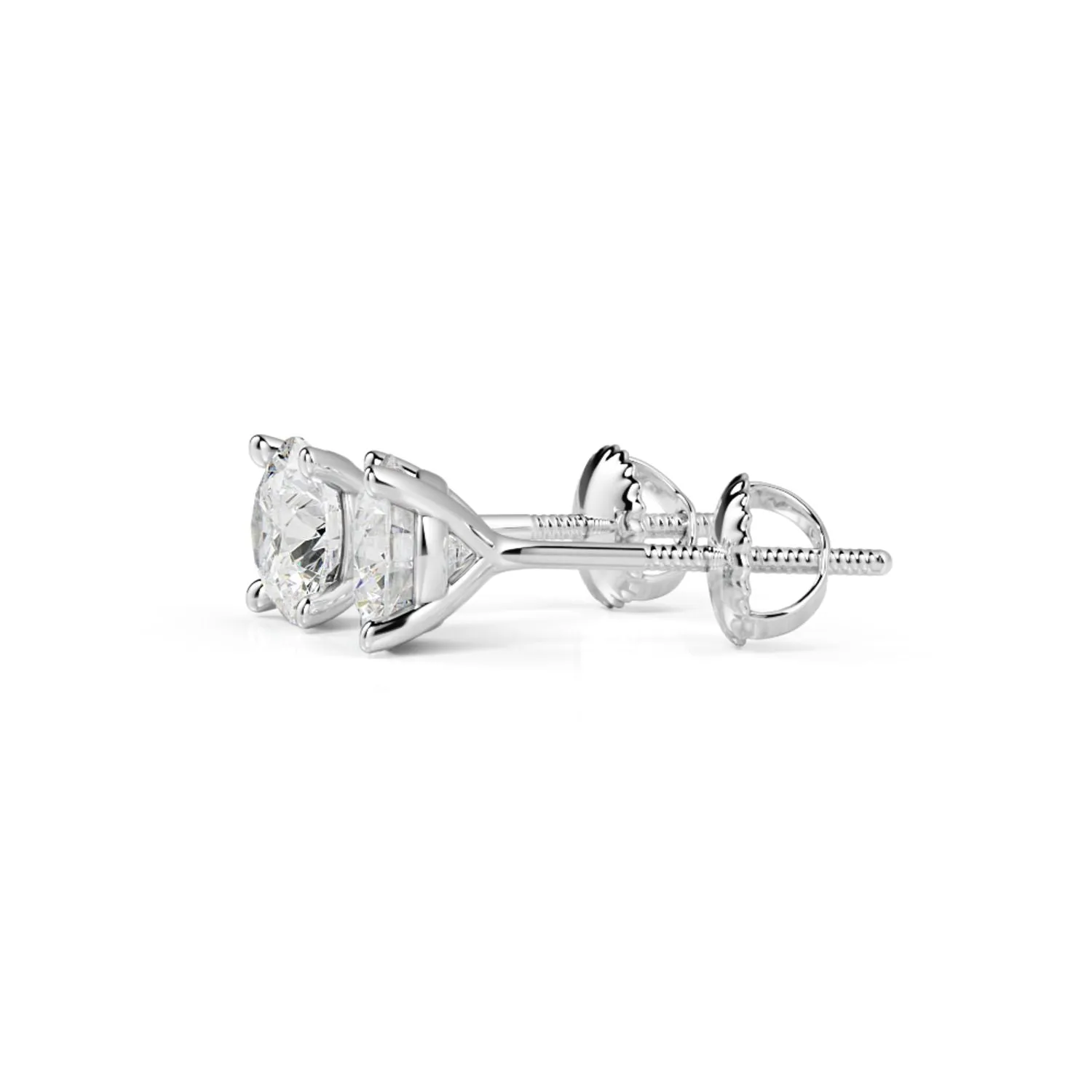 Refraction Angle Solitaire Earrings 1 Natural Diamonds in White Gold