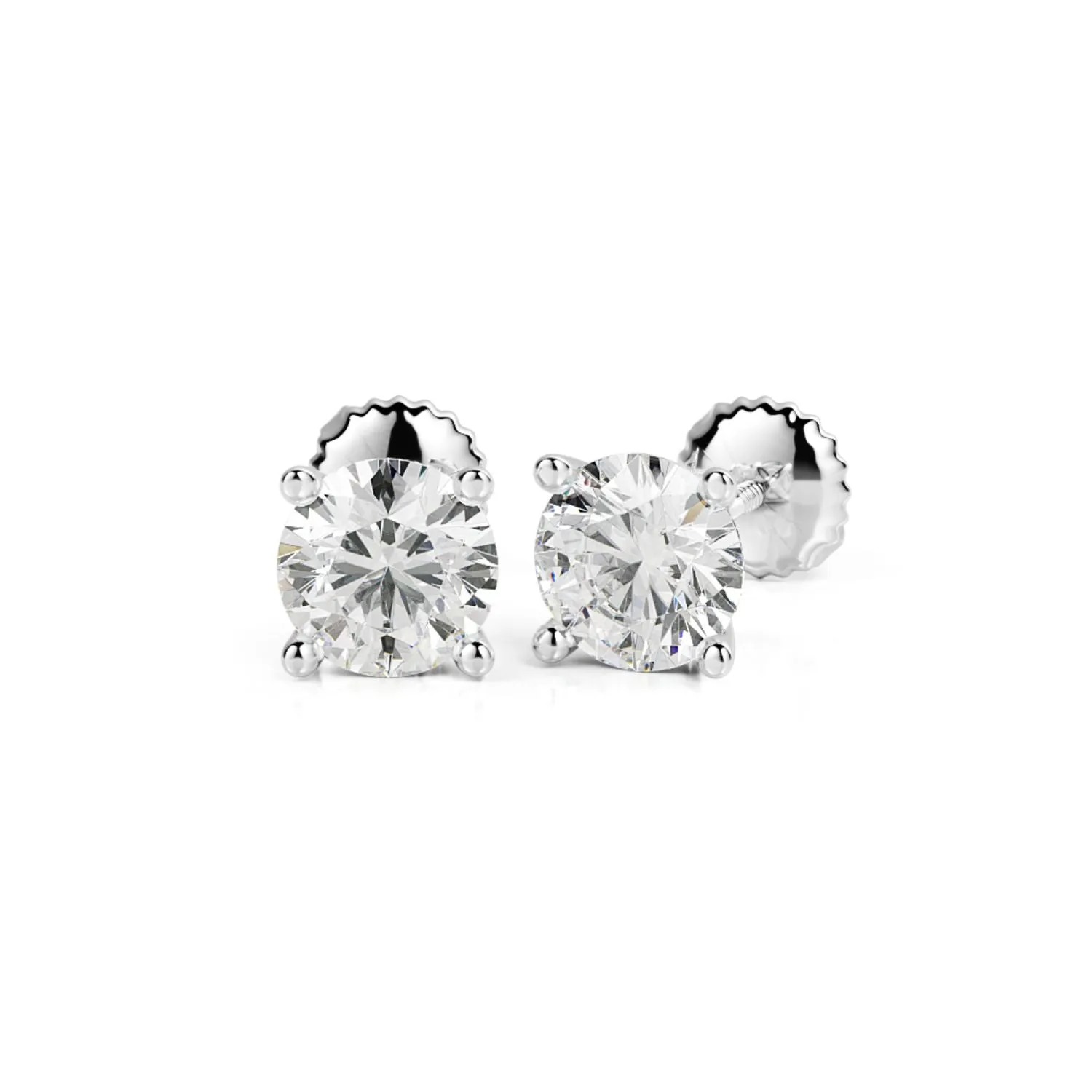 Refraction Angle Solitaire Earrings 1 Natural Diamonds in White Gold