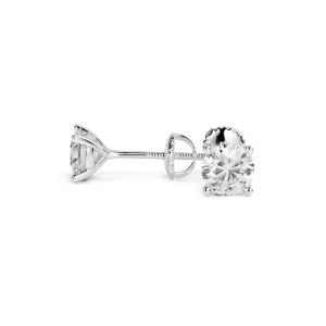 Refraction Angle Solitaire Earrings 1 Natural Diamonds in White Gold