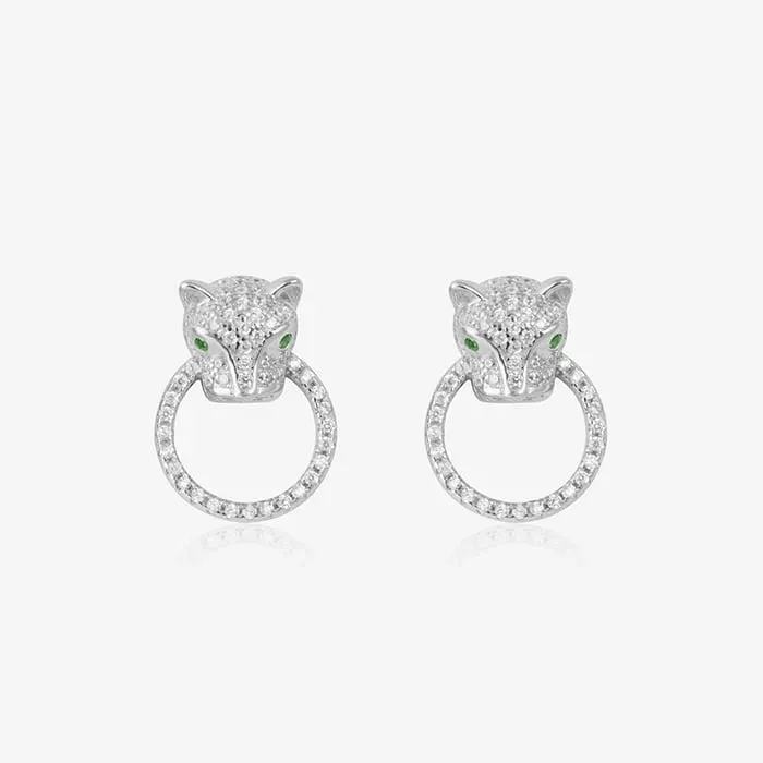 Regal Animal Face Silver Earrings