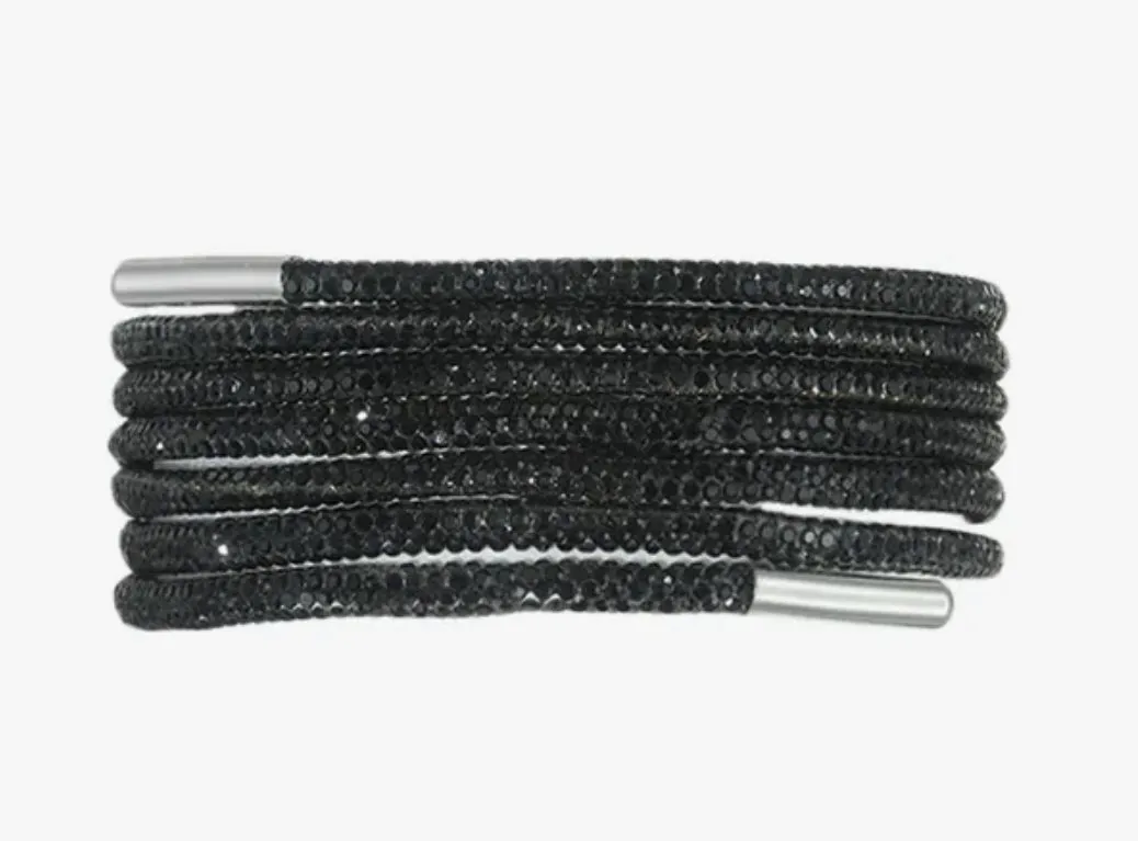 Rhinestone Shoelace Pair - Black