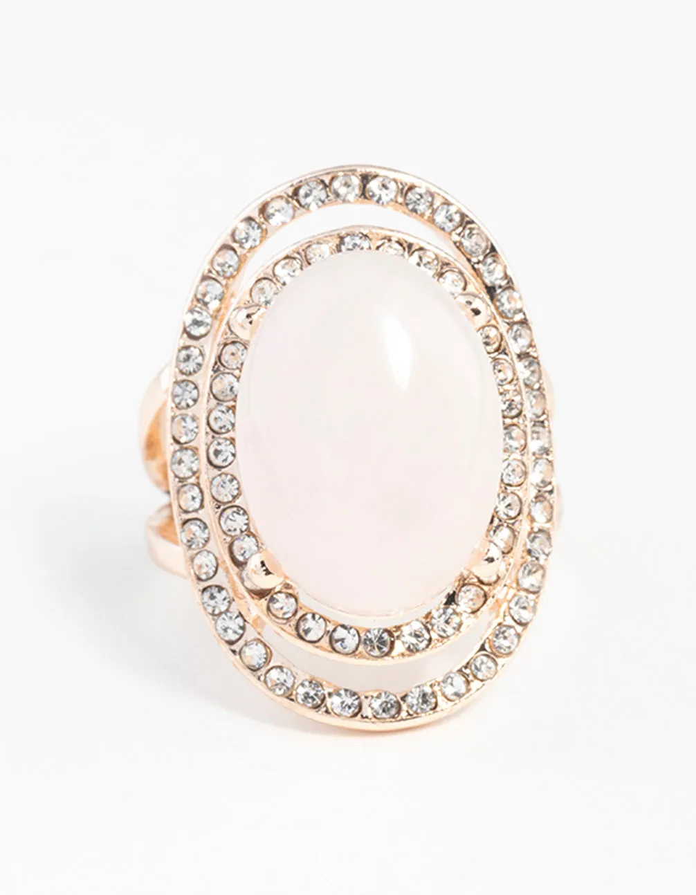 Rose Gold Pink Stone Diamante Ring