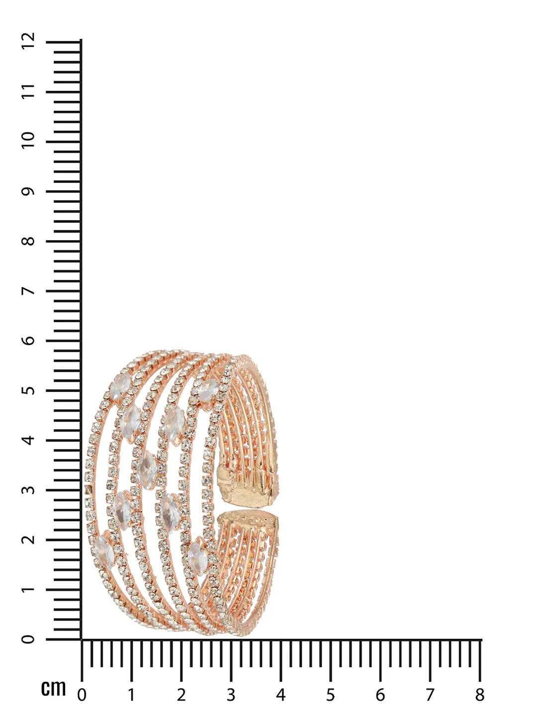 Rose Gold-Plated White Crystal Studded Cuff Bracelet