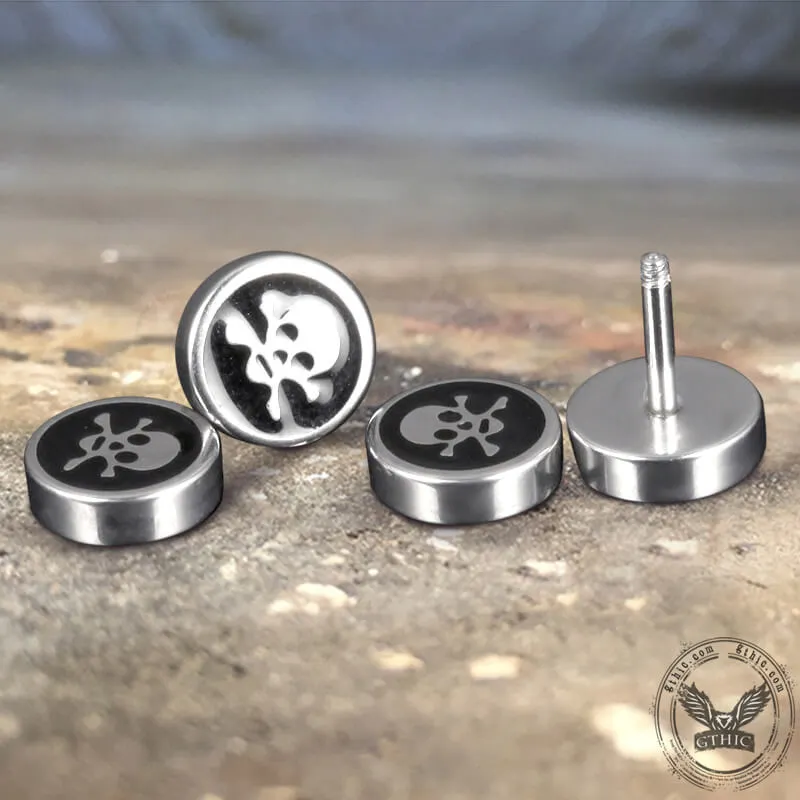 Round Stainless Steel Skull Stud Earring