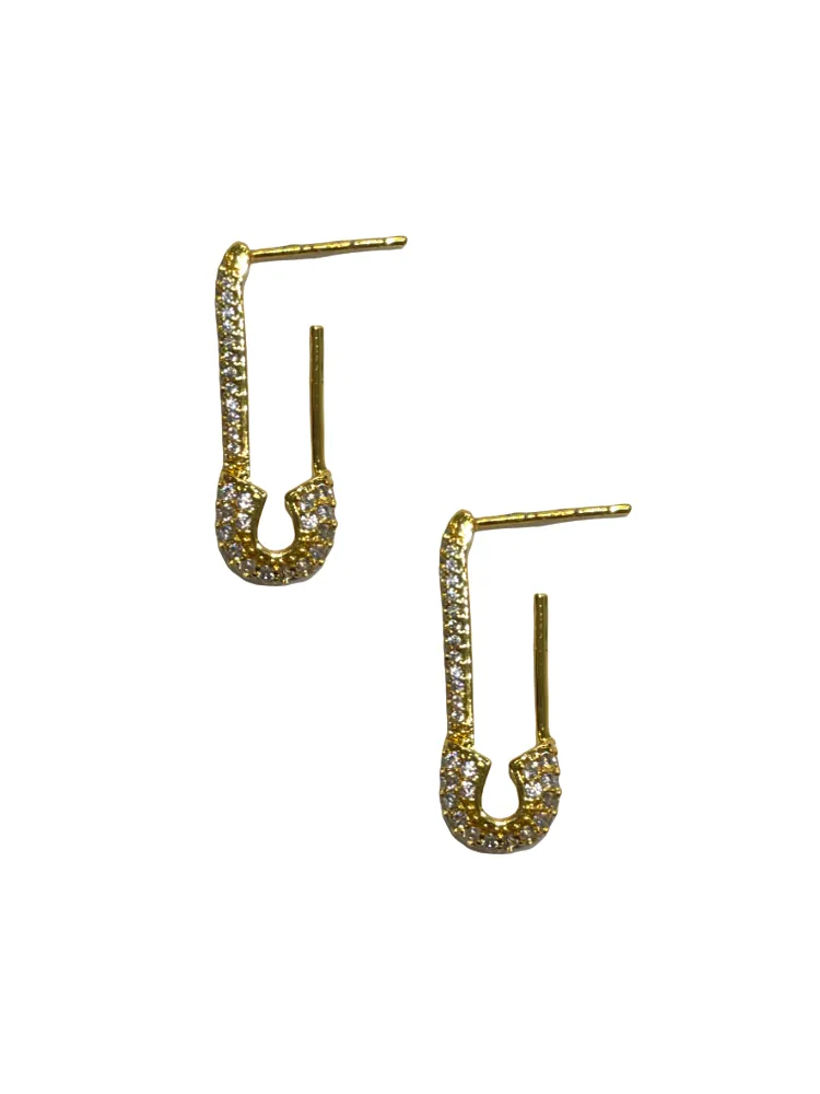 Safety Pin Earrings - Gold