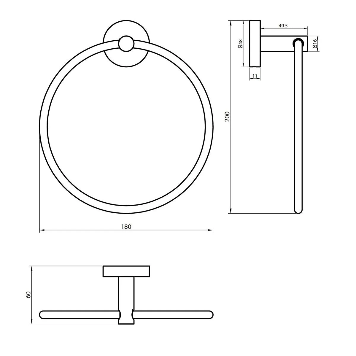 Scudo Delta Wall Mounted Towel Ring in Chrome