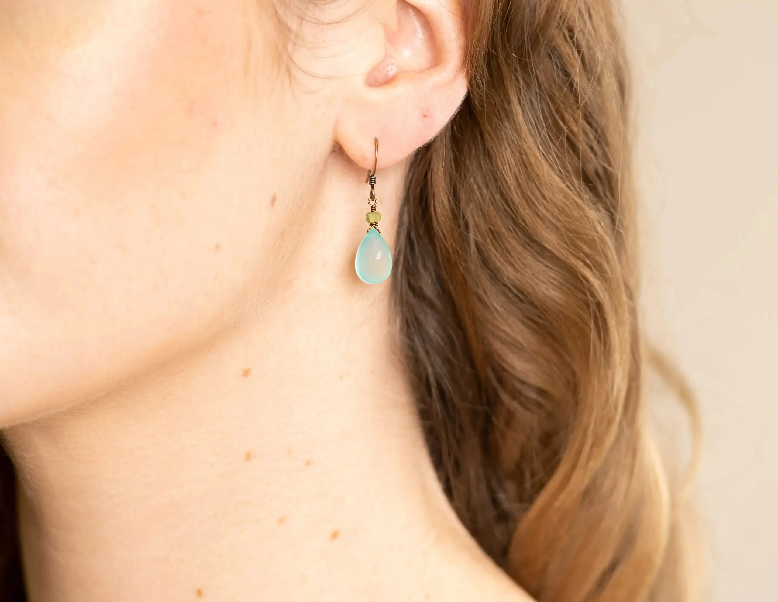 SeafoamChalcedony Tear Earrings