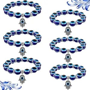 Set of 6 Blue Evil Eye Bracelet