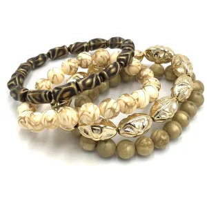 Shaded Bronze Stack and Stretch Bracelets Set