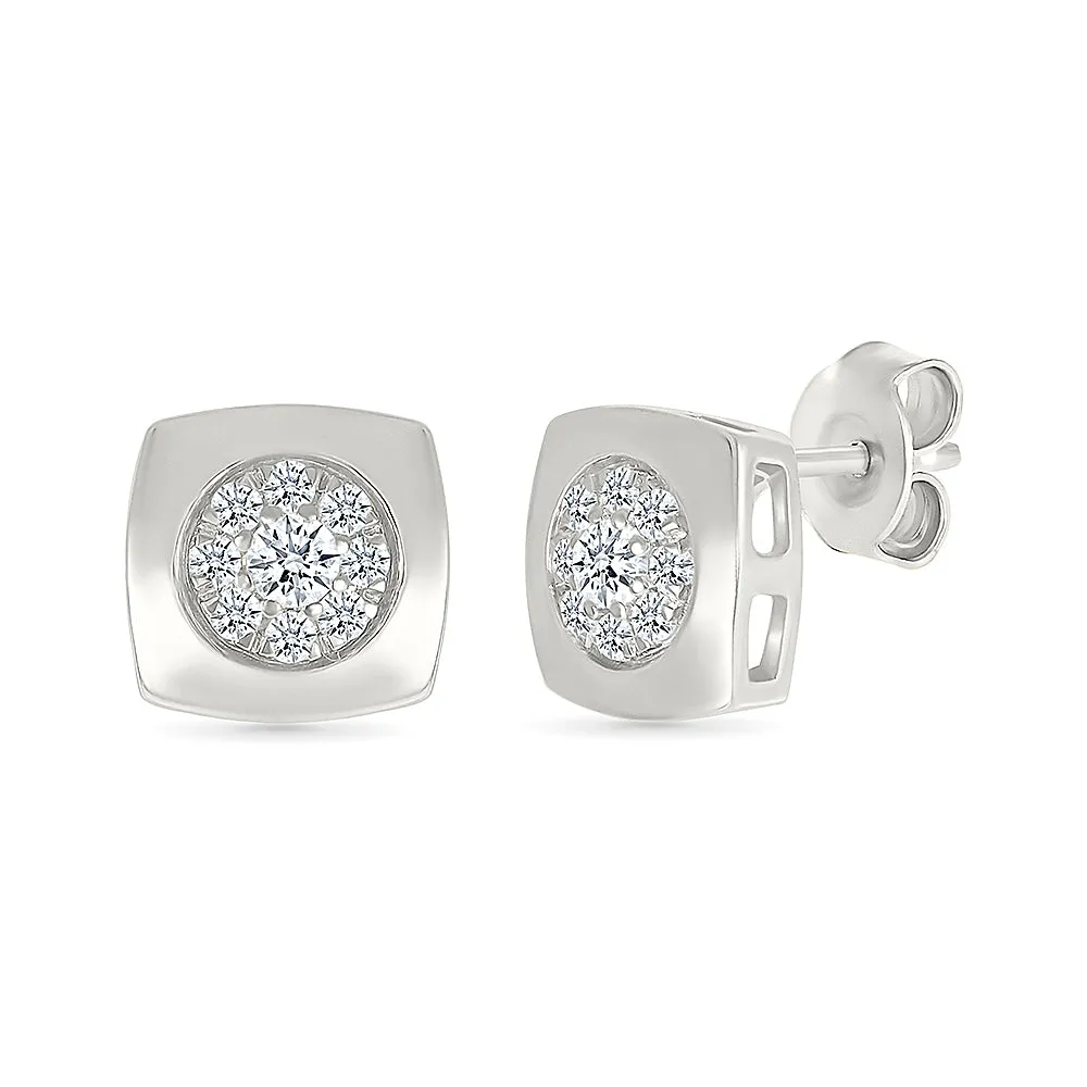 Shimmering Square Studs Earrings