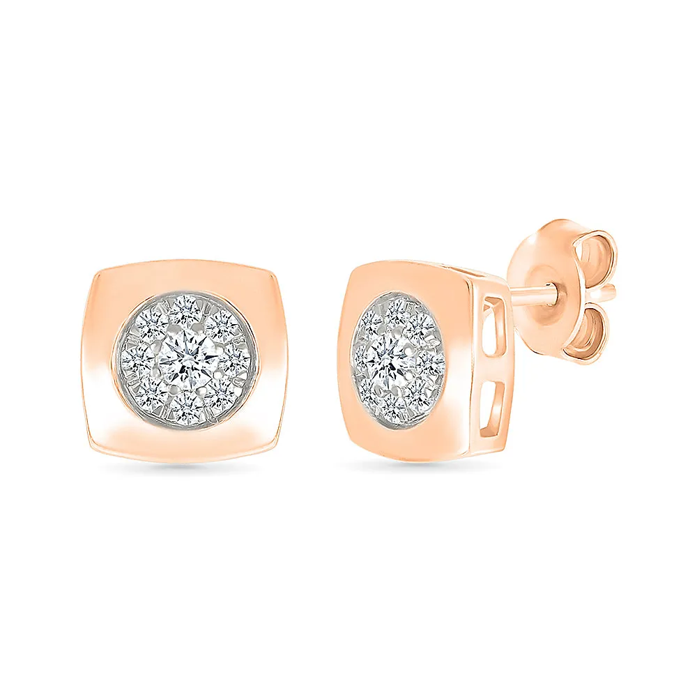 Shimmering Square Studs Earrings