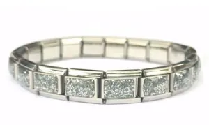 Silver Glitter 9mm Italian Charm Starter Bracelet