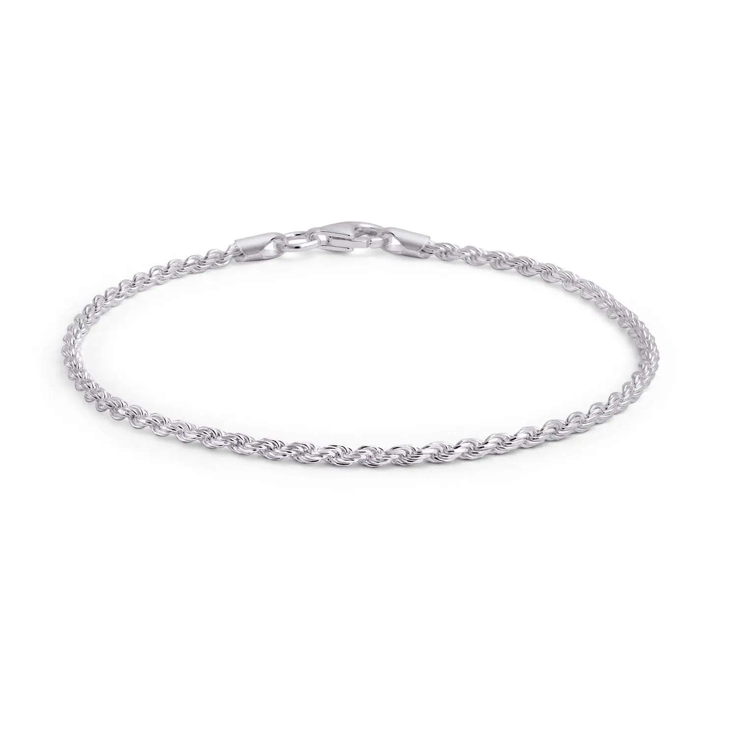 Simple Twist Rope Chain Link Bracelet Sterling Silver Made in Italy