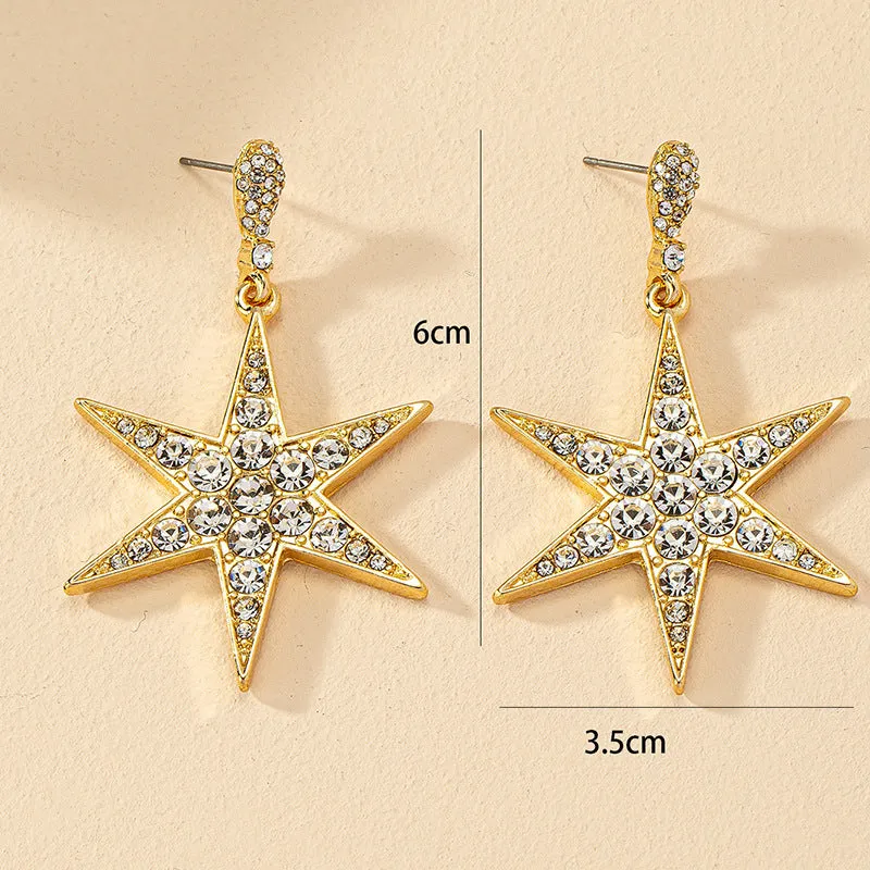 Six-Pointed Star Studded Retro Earrings - Vienna Verve Collection