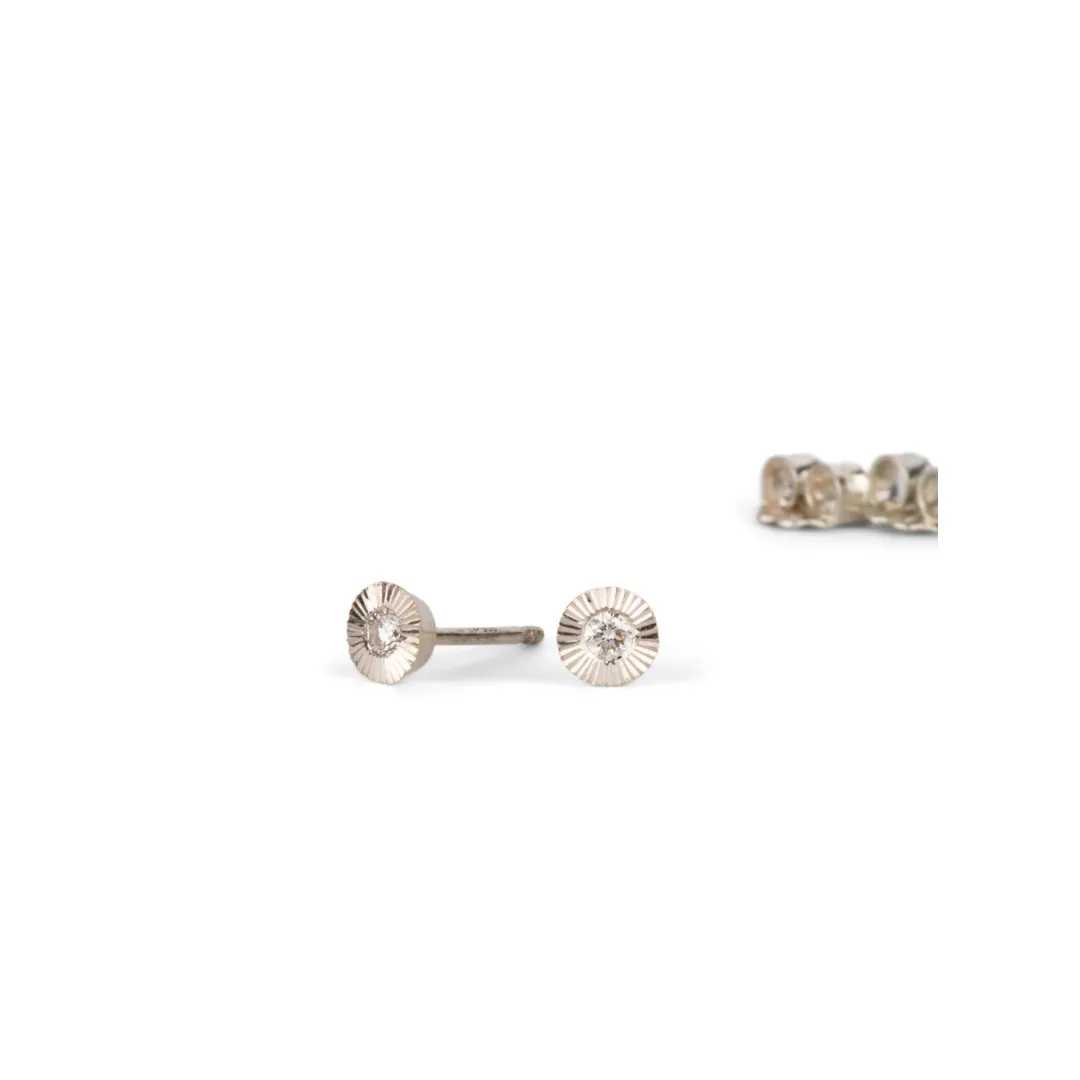 Small Aurora Diamond Studs in Sterling Silver