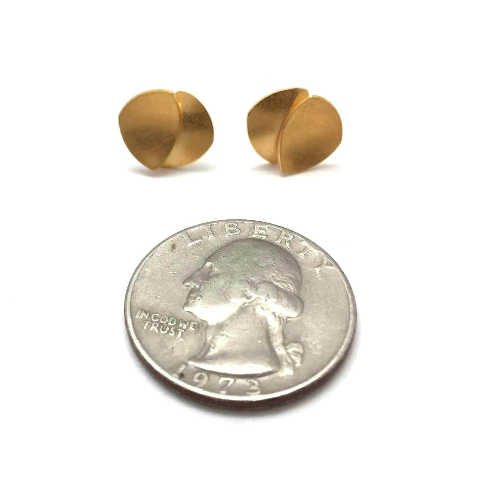 Small Gold Layered Crescent Studs