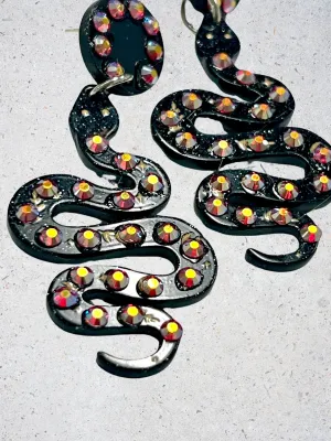 Snake Earrings with Color Shifting Rhinestones