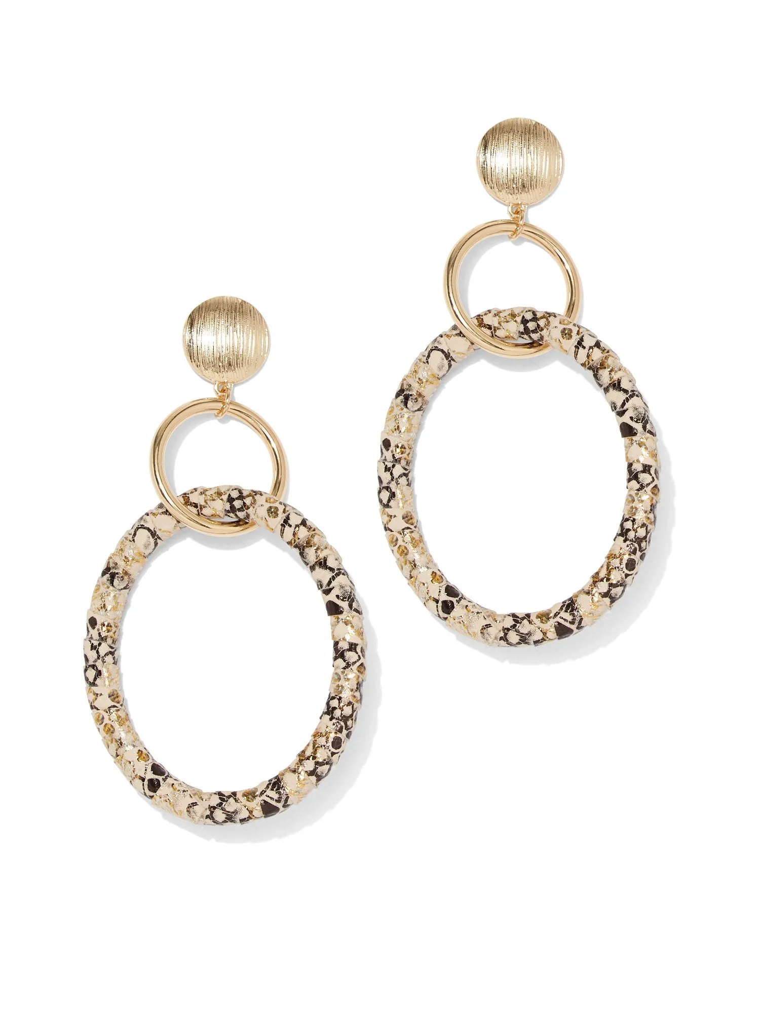 Snake-Print Double-Drop Earring