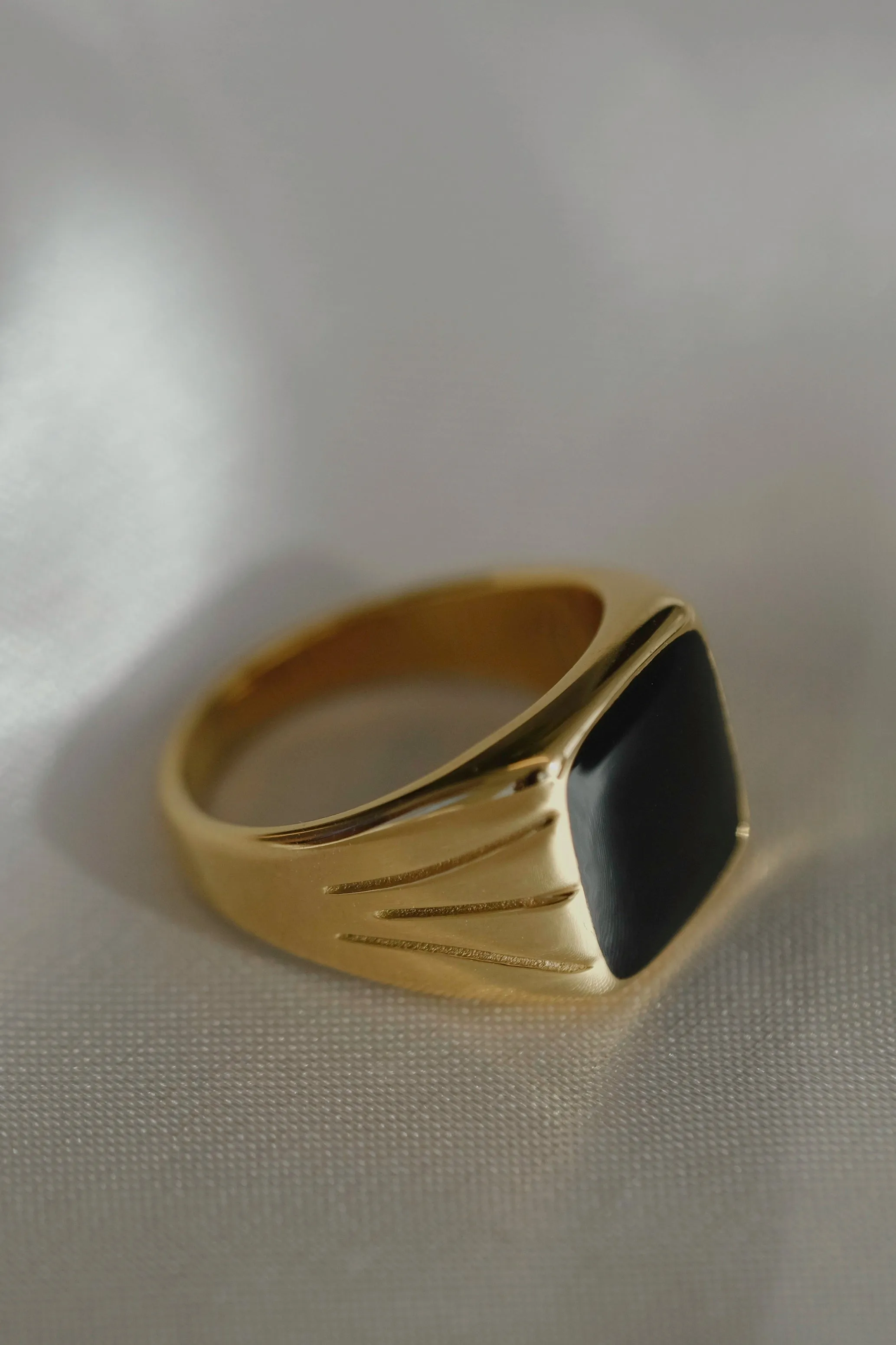 Square Black Chunky Ring