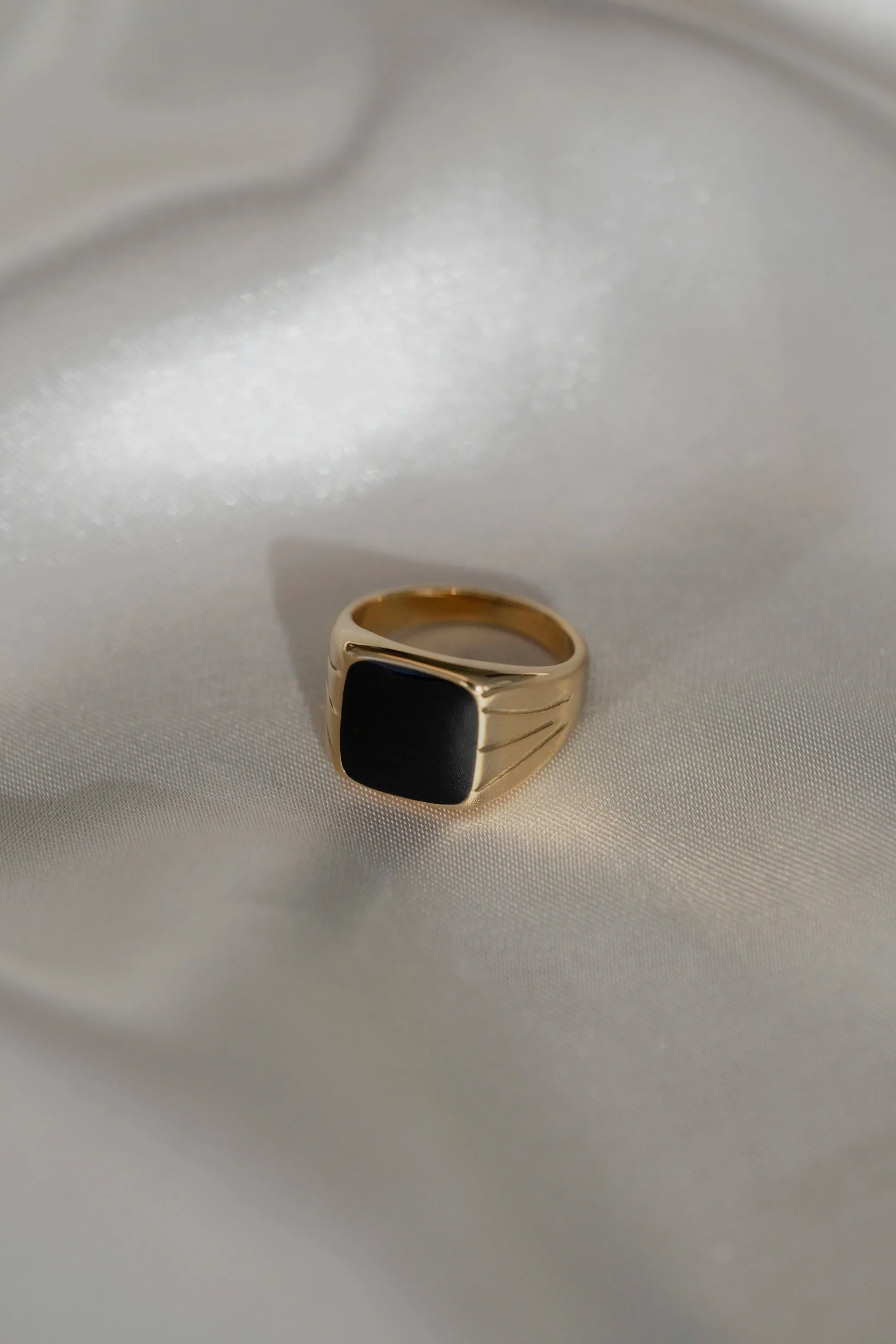 Square Black Chunky Ring