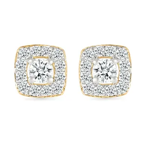 Square Contour Diamond Stud Earrings