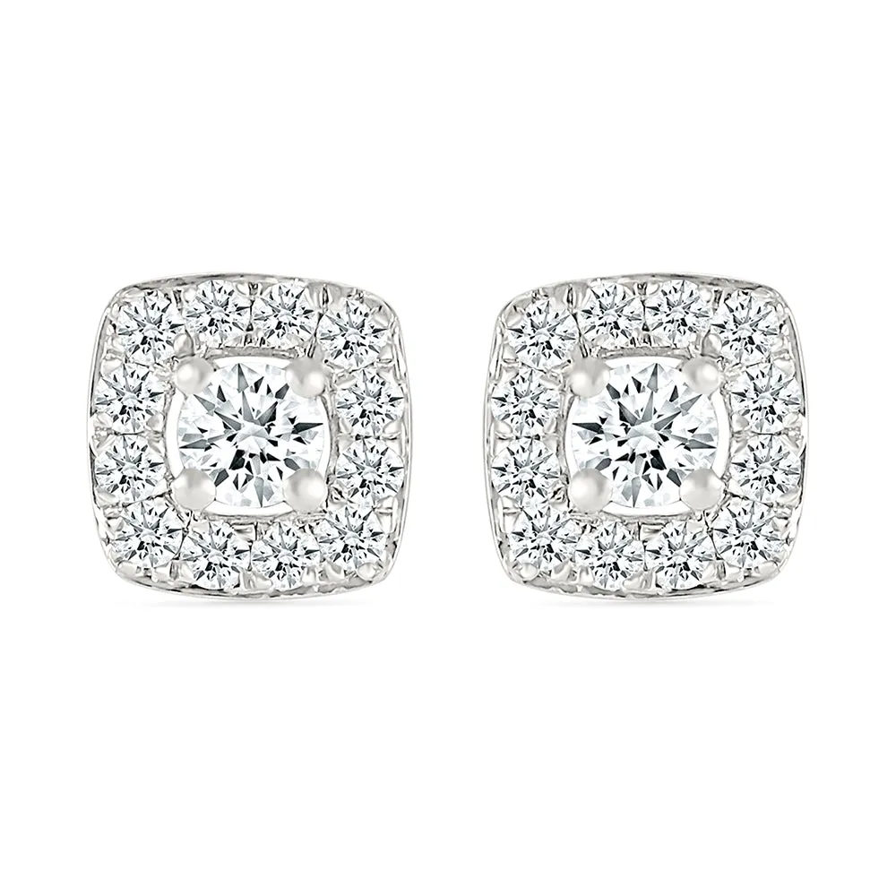 Square Contour Diamond Stud Earrings