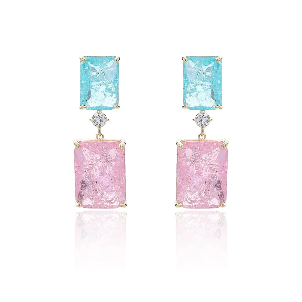 Square Cubic Zirconia Crystal Drop Earring  Party Jewelry