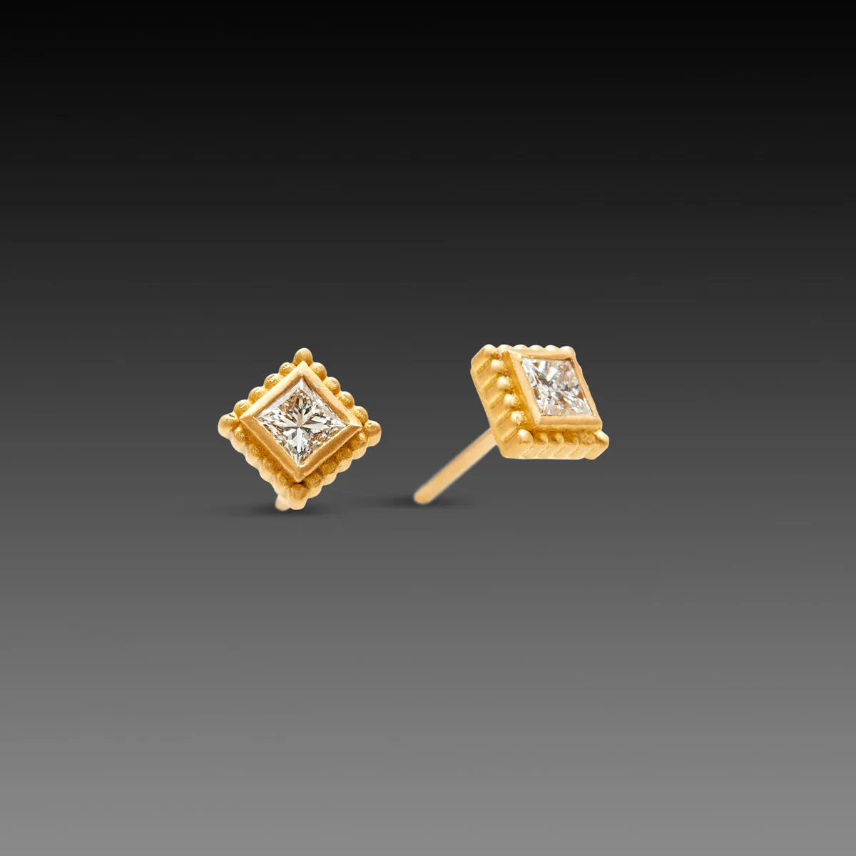 Square Diamond Stud Earrings